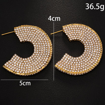 Minority Fashion Rhinestone C- Shaped Earrings