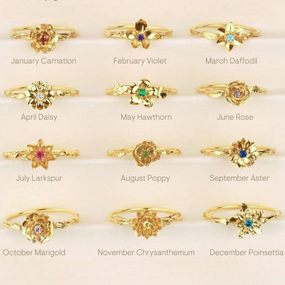 Birthstone Vintage Style Open Adjustable Ring