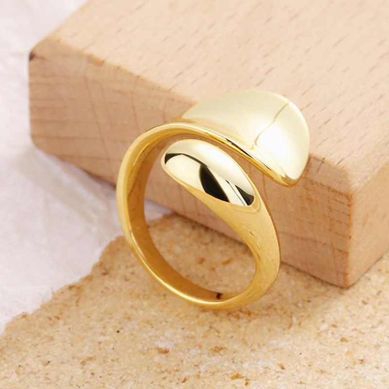 Ins Cool Style Minimalist Glossy Water Drop Ring