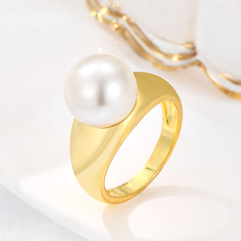 Geometric Round Pearl Simplicity Fashion Ring