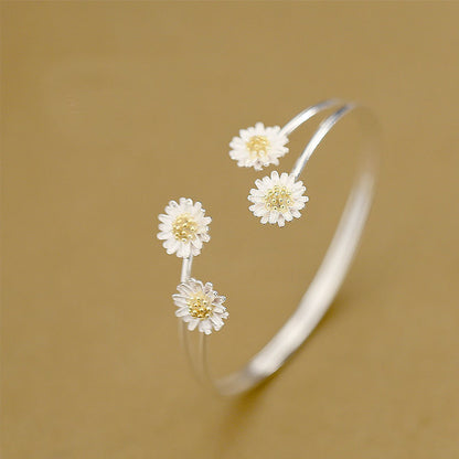 Double Daisy S925 Sterling Silver Bracelet