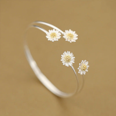 Double Daisy S925 Sterling Silver Bracelet