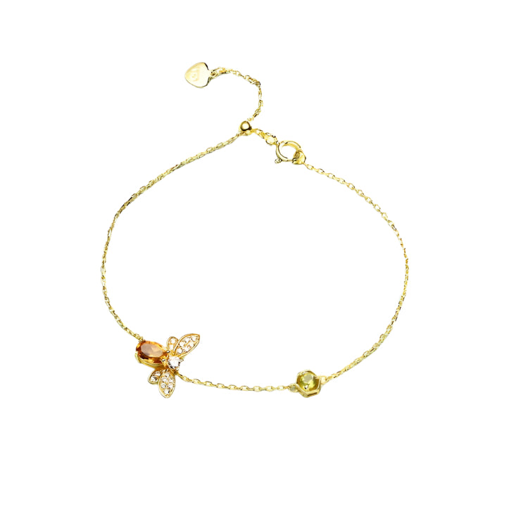 Citrine Bee Silver Bracelet