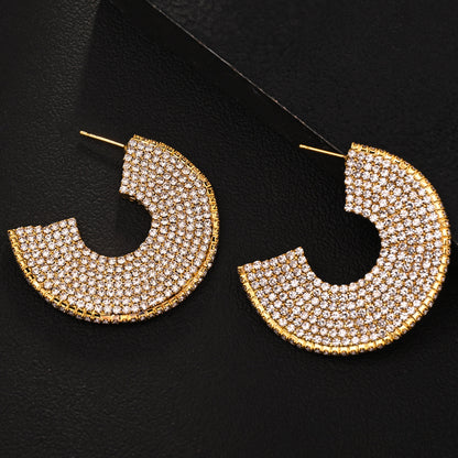 Minority Fashion Rhinestone C- Shaped Earrings