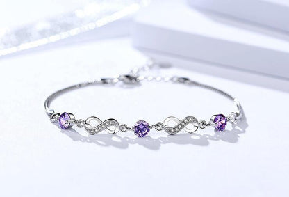 Purple Infinty S925 Sterling Silver Bracelet