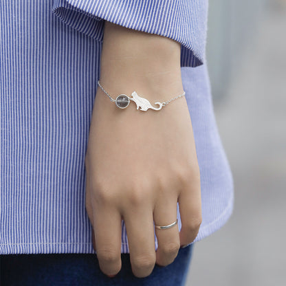 Lunar Cat Silver Bracelet