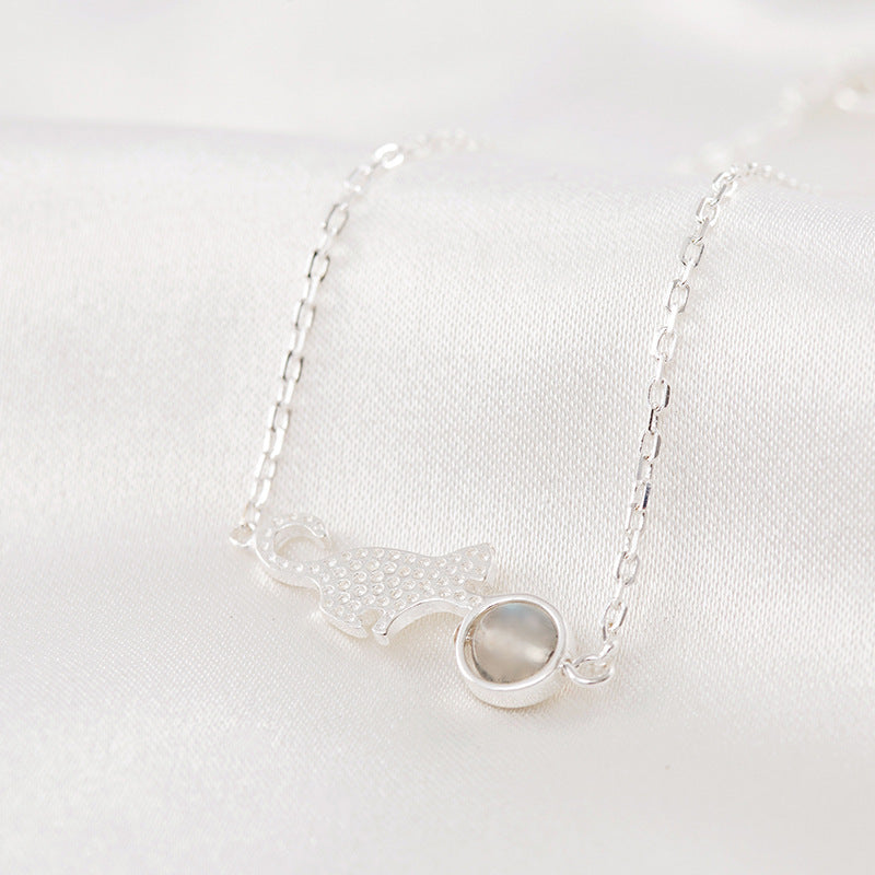 Lunar Cat Silver Bracelet