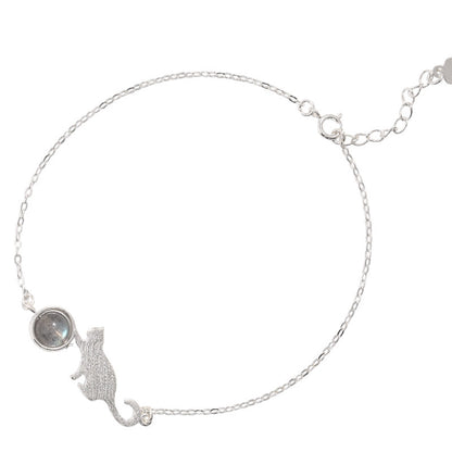 Lunar Cat Silver Bracelet