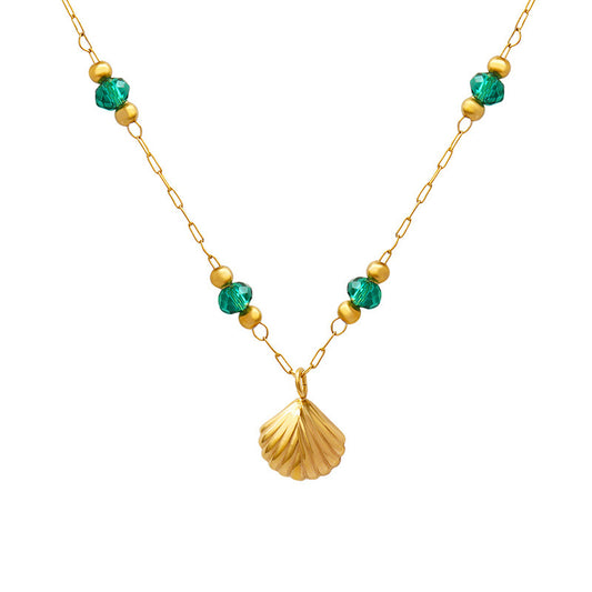 Crystal Beads Scallop Necklace