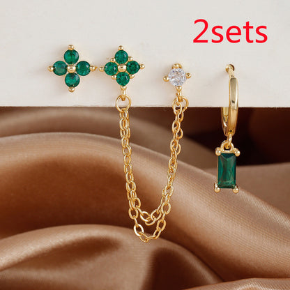 3-piece Set Zircon Birthstone Twelve Constellation Earrings