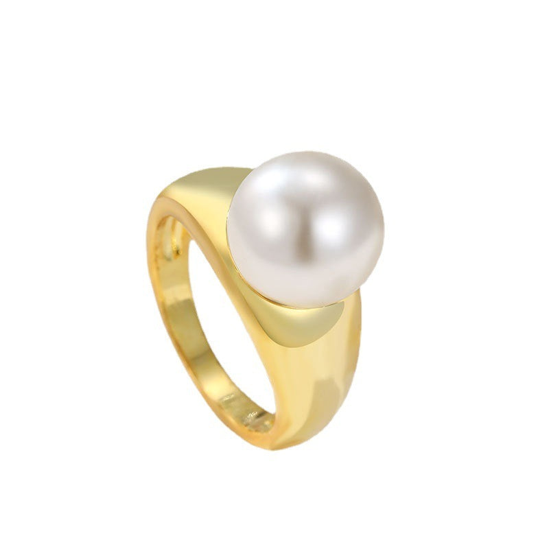 Geometric Round Pearl Simplicity Fashion Ring