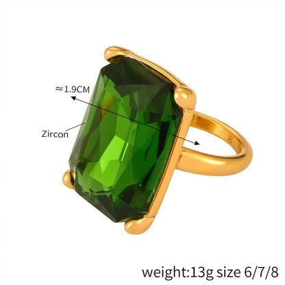 Ornament Inlaid Zircon Design Titanium Steel Gold Plated Niche Index Finger Ring