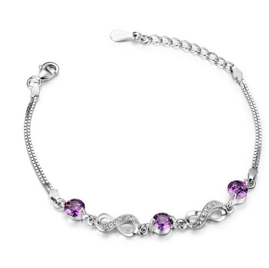 Purple Infinty S925 Sterling Silver Bracelet