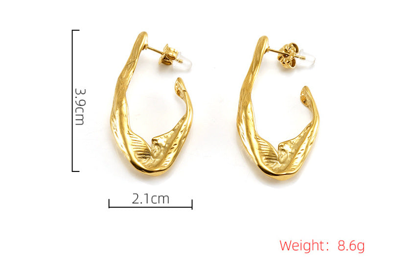 Titanium Steel Irregular Earrings Female 18K Stainless Steel Fashion