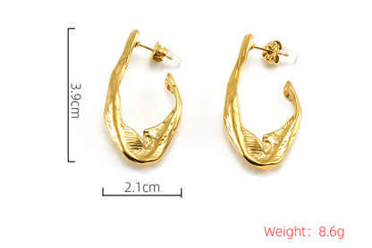 Titanium Steel Irregular Earrings Female 18K Stainless Steel Fashion