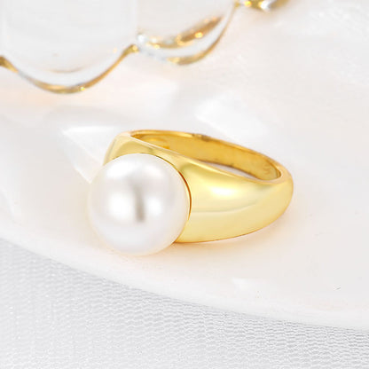 Geometric Round Pearl Simplicity Fashion Ring