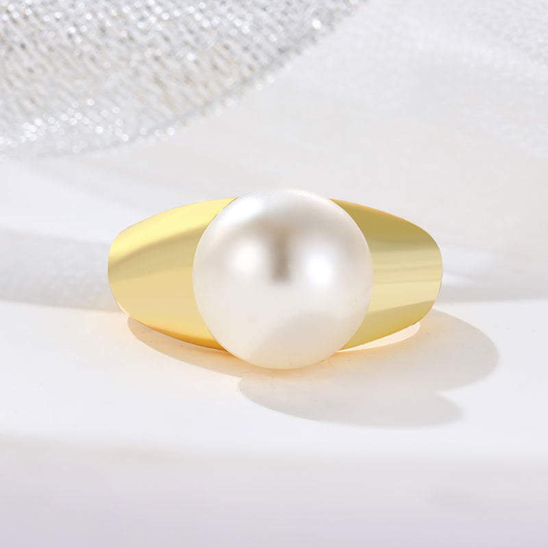 Geometric Round Pearl Simplicity Fashion Ring