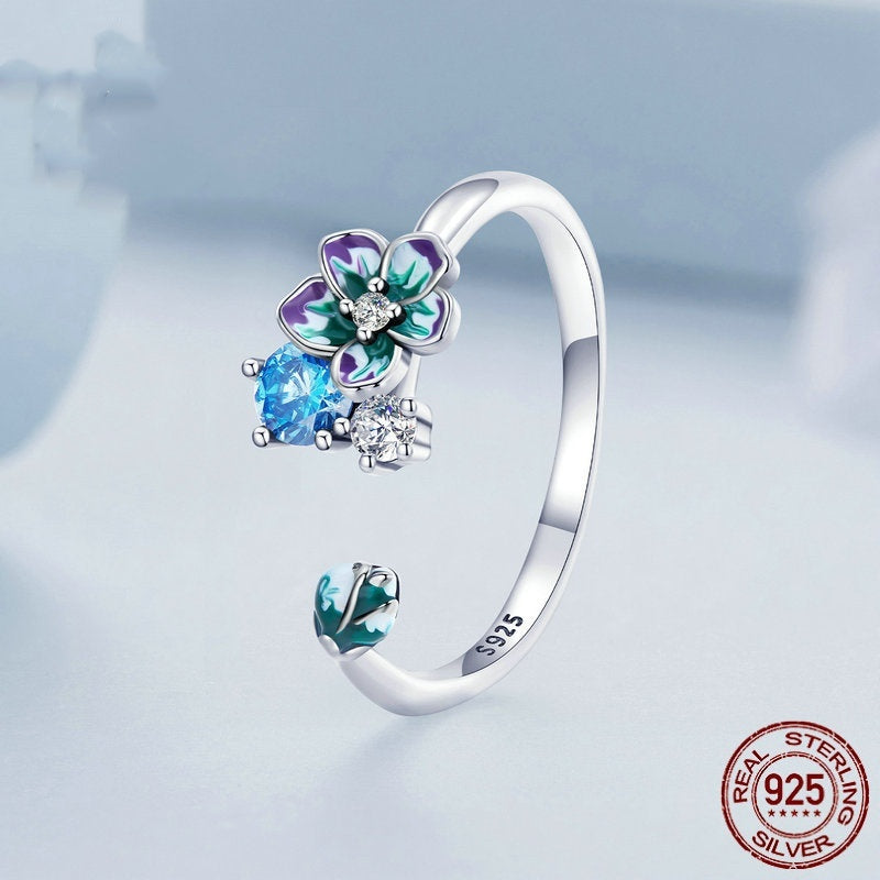 Sterling Silver S925 Flower Open Ring