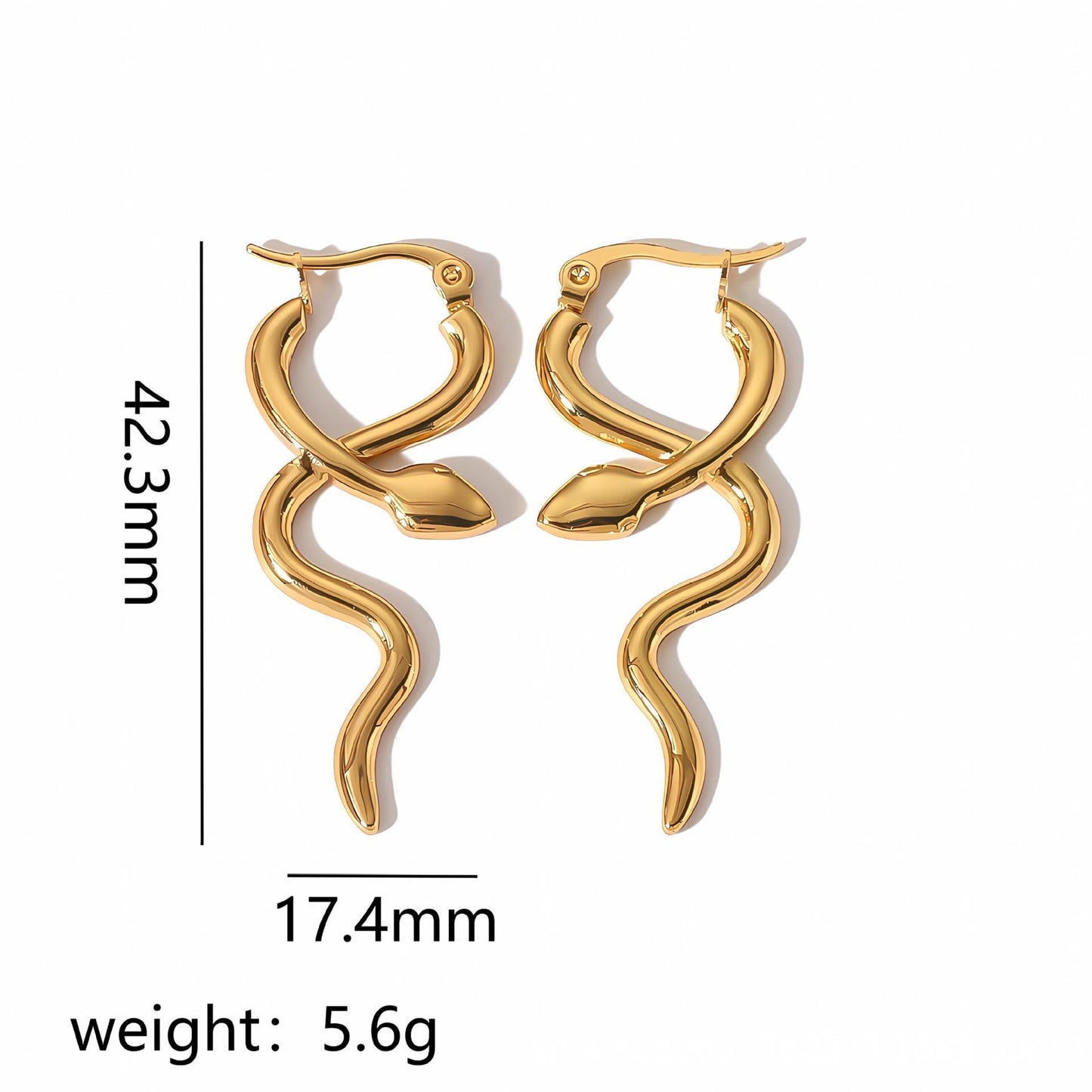 Serpentine Titanium Steel Ear Clip 18K Gold-plated Stainless Steel