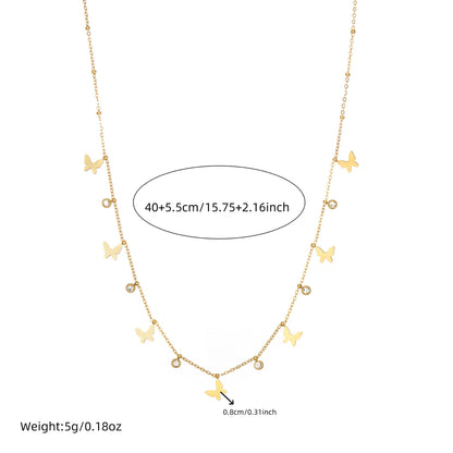 Fashion Simple Rhinestone Five-pointed Star Butterfly Women's Necklace