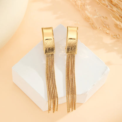 2pcs Fashionable Modern Metal Thin Chain Earrings, Gold Bead Tassel Earrings, Suitable For Women's Daily Party Wear, Birthday Gifts