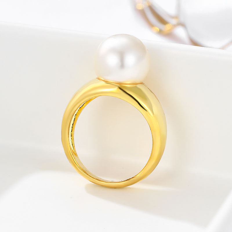 Geometric Round Pearl Simplicity Fashion Ring