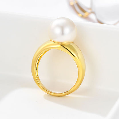 Geometric Round Pearl Simplicity Fashion Ring