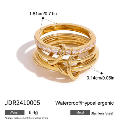 European And American Stainless Steel Twin Simple Bracelet Ring