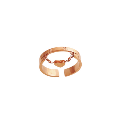 Cute Heart Roman Numeral Double-layer Ring