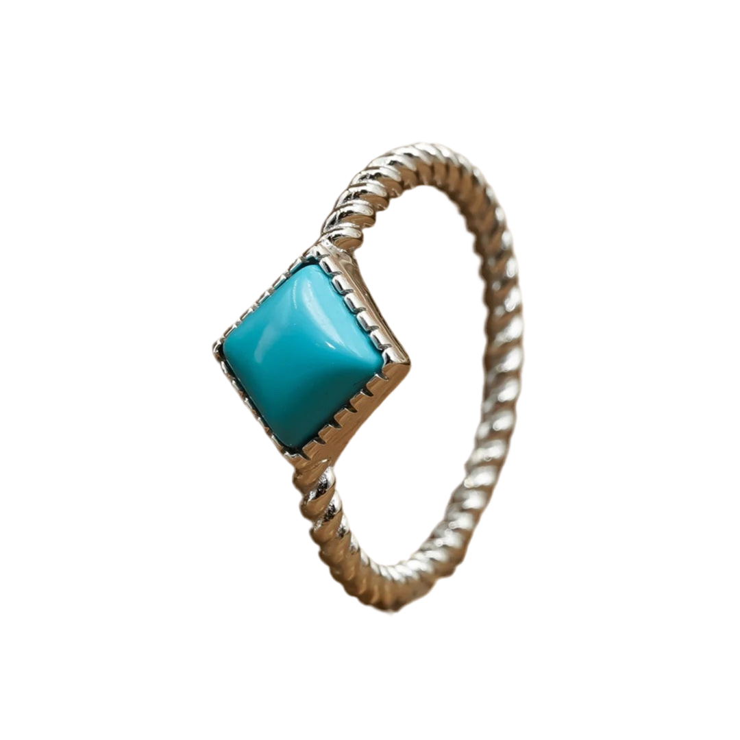 New Retro Blue Square Ring