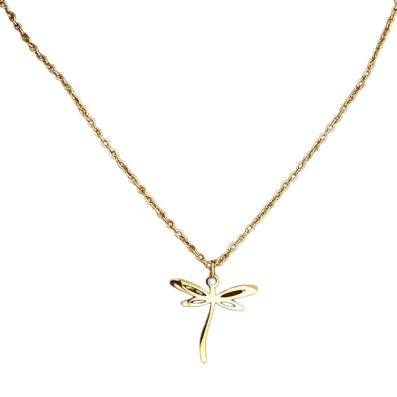 Hollow Dragonfly Stainless Steel Necklace For Women