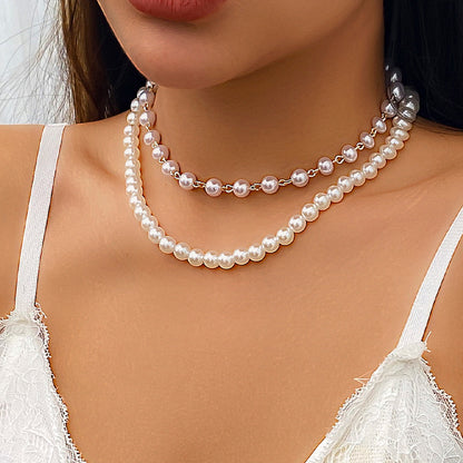 Retro Easy Matching Pearl Twin Clavicle Chain