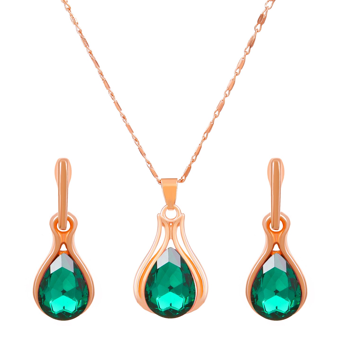 Emerald Water Drop Jewelry Suit Women