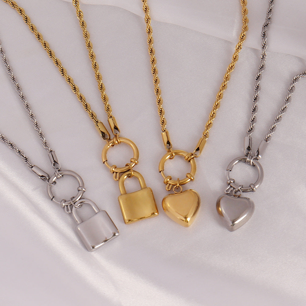 Punk Heart-shaped Necklace Fashion Trend Lock Love