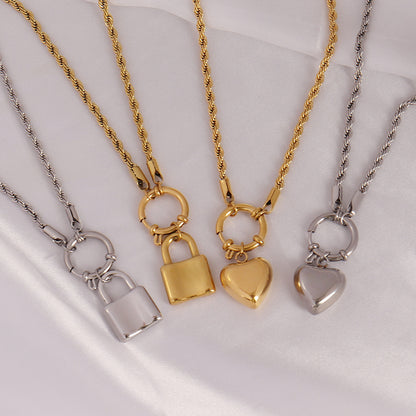 Punk Heart-shaped Necklace Fashion Trend Lock Love