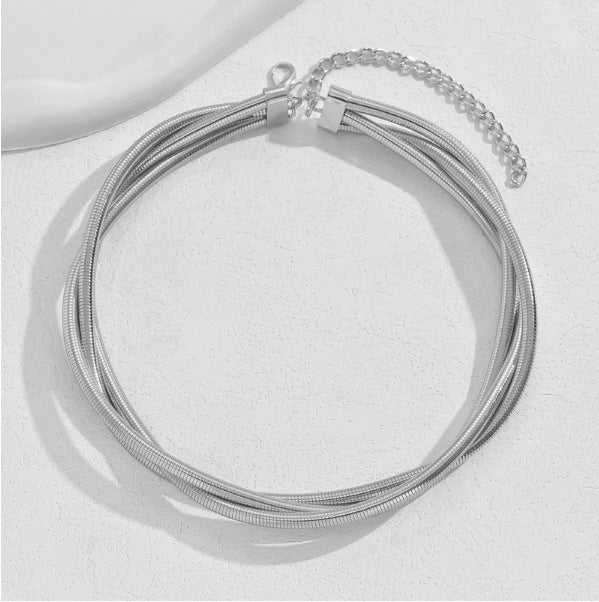 Fashion Metal Simple Three Woven Winding Temperament Female Necklace Collar