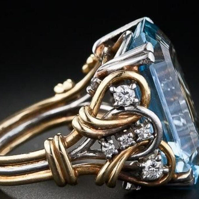 French Retro Geometric Hollow Inlaid Zircon Exquisite Ring