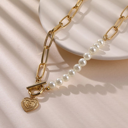 Ins Fairy Temperamental Pearl Love Necklace