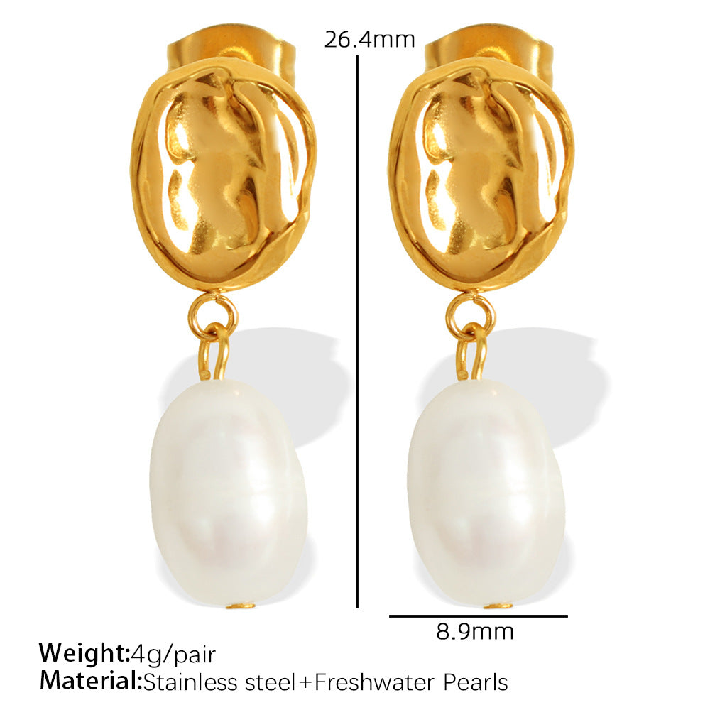 Spiral Pearl Simple And Light Luxury Ocean Style Shell Bow Earrings