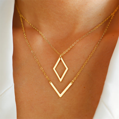 Stainless Steel Geometric Pendant Necklace