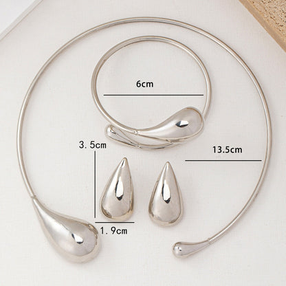 1 Set Fashion Personality All Match Water Drop Modeling Collar Bracelet Earrings Suit