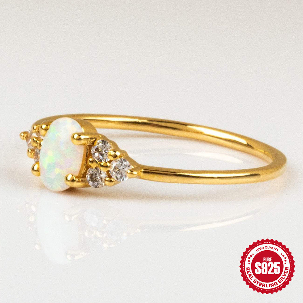 Opal Diamond S925 Sterling Silver Ring