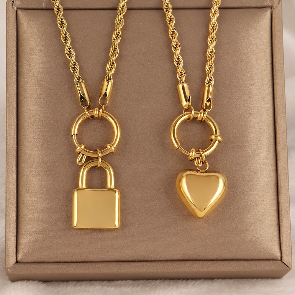 Punk Heart-shaped Necklace Fashion Trend Lock Love