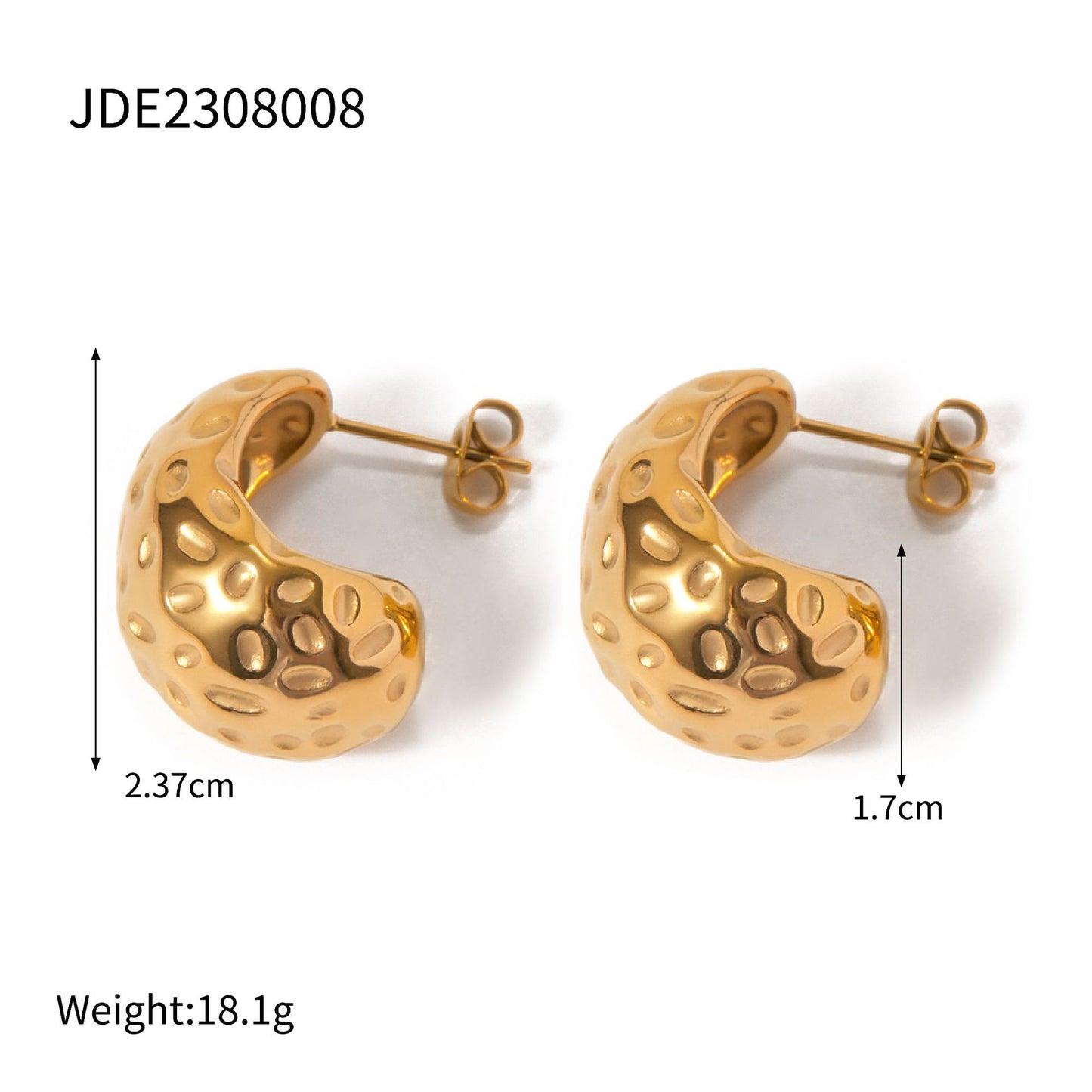 Stainless Steel Hammer Pattern Drop-shaped Earrings