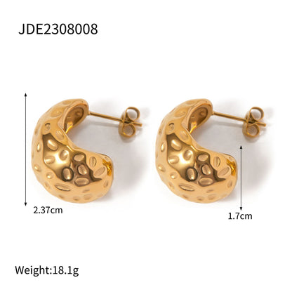 Stainless Steel Hammer Pattern Drop-shaped Earrings