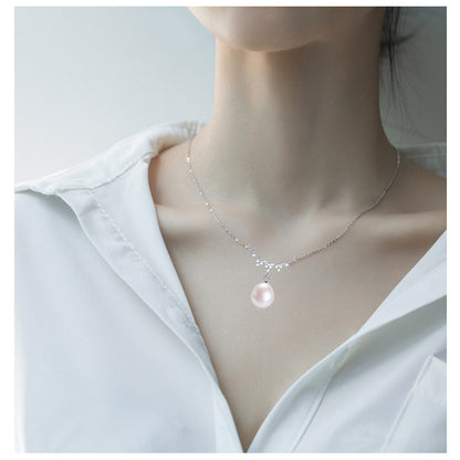 Natural Freshwater Pearl Pendant Wave Clavicle Chain