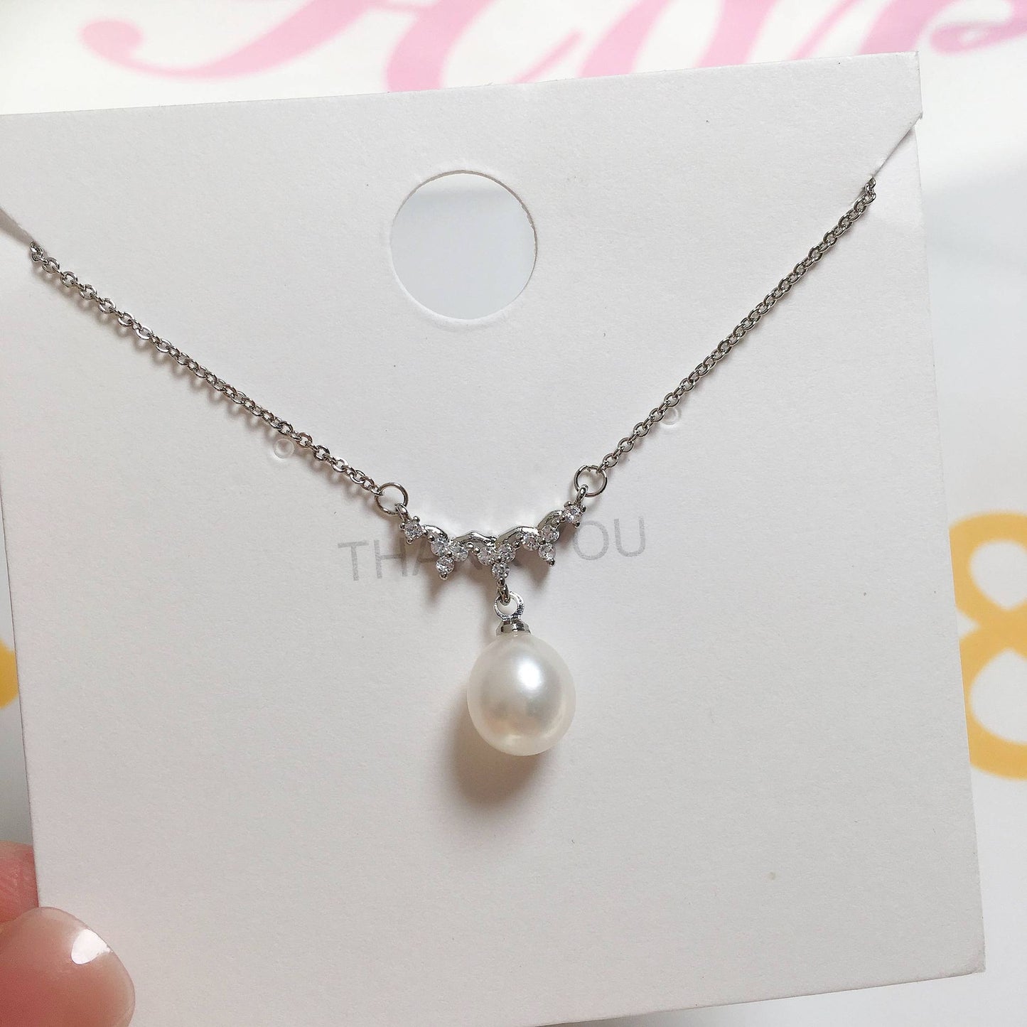 Natural Freshwater Pearl Pendant Wave Clavicle Chain