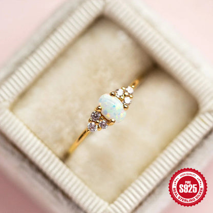 Opal Diamond S925 Sterling Silver Ring