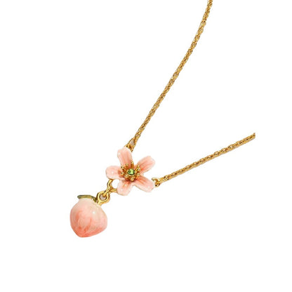 Enamel Painted Fruit Sweet Peach Necklace