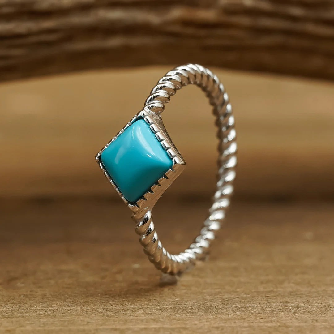 New Retro Blue Square Ring